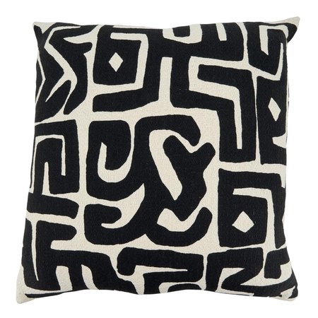 SARO LIFESTYLE SARO 9612.BW22SP 22 in. Square Poly Filled Throw Pillow with Black & White Kuba Cloth Design 9612.BW22SP